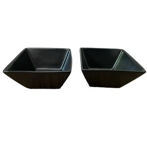 Set of 2 Java Black 6" Square Cereal/Soup Bowls Made for Z Gallerie